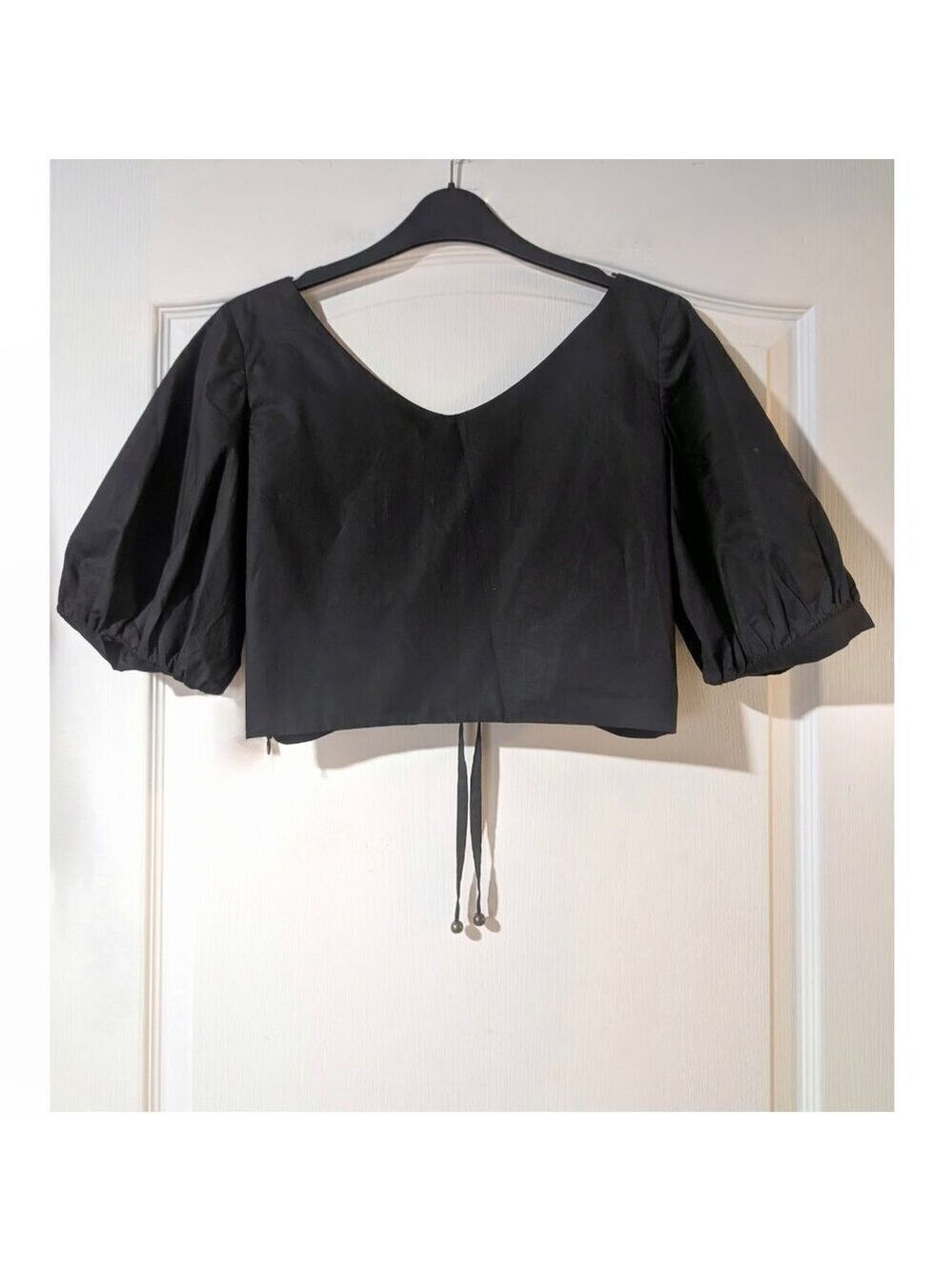 PINKO | Venezia Puff Sleeve Crop Top In Black - Picture 3 of 13